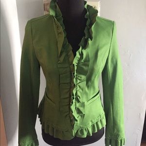 Green INC Blazer with zipper detail. Size S.